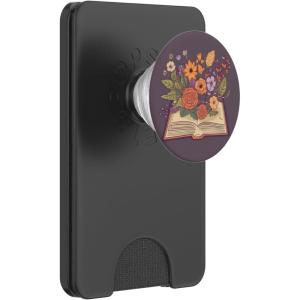 Flower Book, Reading Books, Flowers Grow from Book PopSockets Adhesive PopGrip(Magnetic PopWallet)
