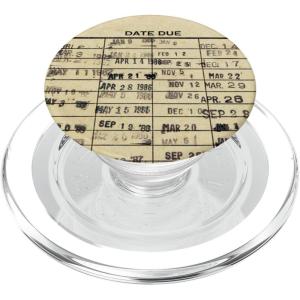 Library Due Date Cards Stamp Book Return Librarian Vintage PopSockets PopGrip for MagSafe(Magnetic PopGrip)