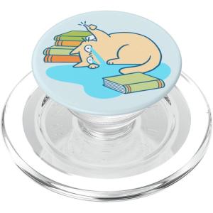 PopSockets Cat & Bookish Phone Grip – Cat-astrophic Reader PopSockets PopGrip for MagSafe(Magnetic PopGrip)