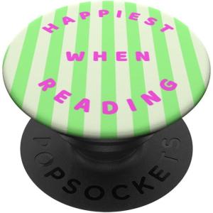 PopSockets Bookish Phone Grip & Stand- Happiest When Reading PopSockets Adhesive PopGrip(Adhesive PopGrip)