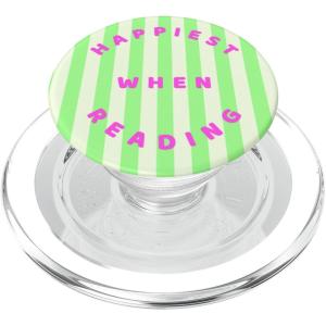 PopSockets Bookish Phone Grip & Stand- Happiest When Reading PopSockets Adhesive PopGrip(Magnetic PopGrip)