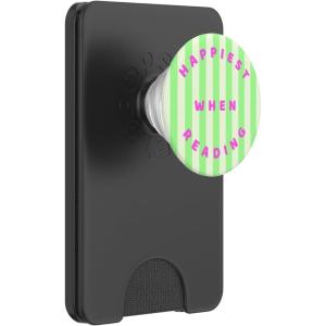 PopSockets Bookish Phone Grip & Stand- Happiest When Reading PopSockets Adhesive PopGrip(Magnetic PopWallet)