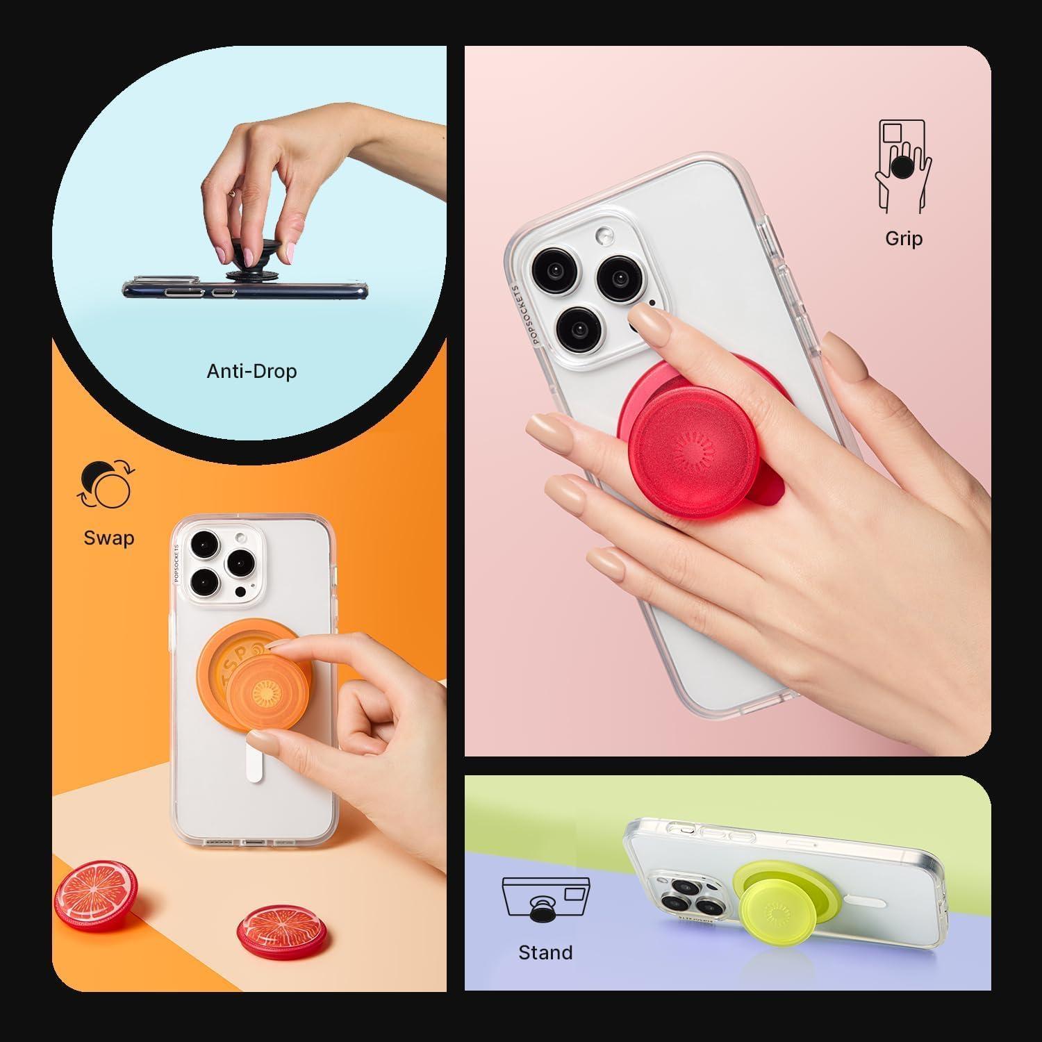 image:imagePopSockets Adhesive Phone Grip Holder Phone Stand Rainbow Inlay SwirlNeon Pink