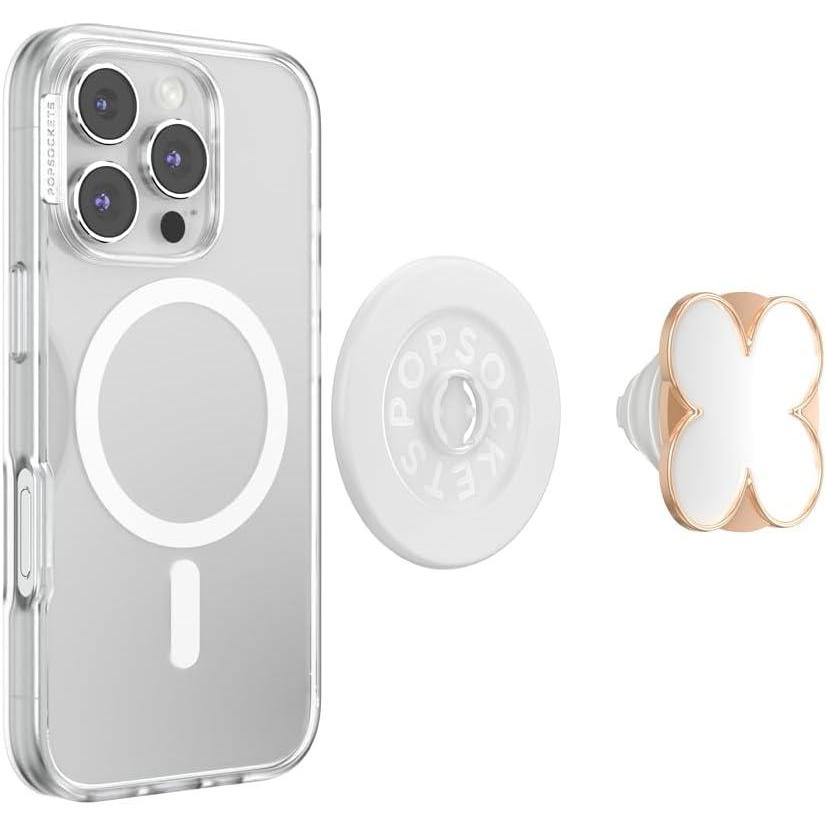 image:imagePopSockets Swappable PopTop for Phone Grips Compatible with Adhesive or MagSafe Bases  Clover Rose Gold