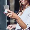 PopSockets Dog Phone Grip – Purple Prancing Poodle PopSockets PopGrip for MagSafe(Adhesive PopGrip)