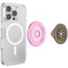 PopSockets Phone Grip for MagSafe, Magnetic Holder, Phone Stand, Enamel – Enamel Stamped Black(Enamel Stamped Pink)