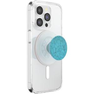 PopSockets Phone Grip for MagSafe, Magnetic Holder, Phone Stand, Enamel – Enamel Stamped Black(Accent Turquoise)