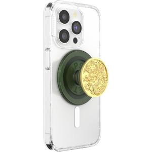 PopSockets Phone Grip for MagSafe, Magnetic Holder, Phone Stand, Crystal – Eye of the Beholder Gold(Enamel Dragon)