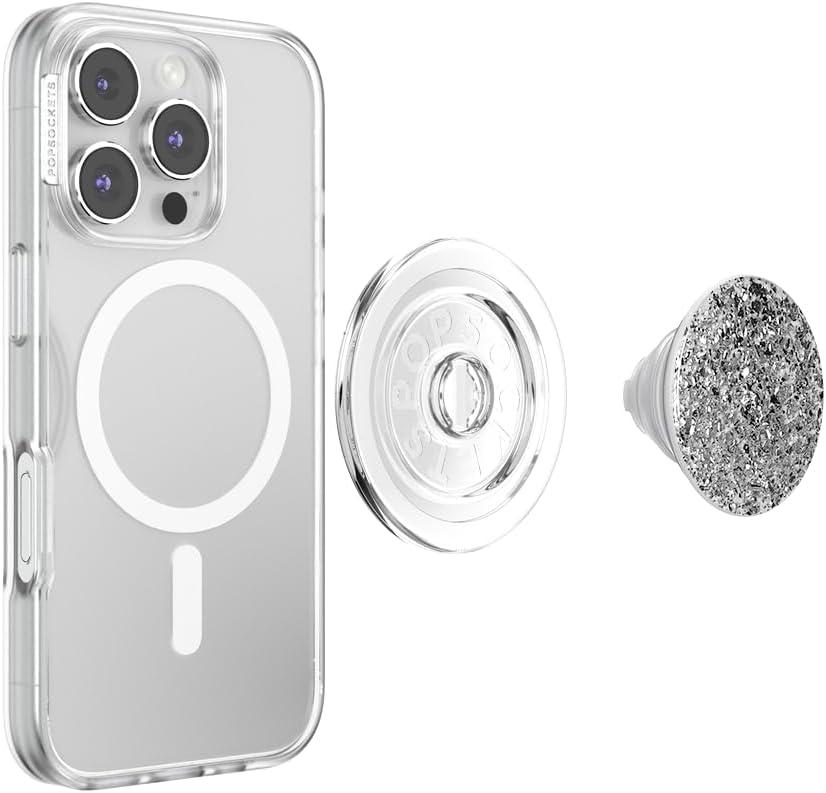 image:imagePopSockets Adhesive Phone Grip Holder Phone Stand Crystal Eye of the Beholder SilverConfetti Foil Silver