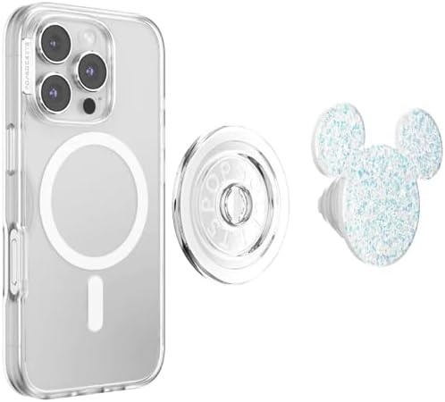 image:imagePopSockets Phone Grip for MagSafe Secure Magnetic Phone Grip amp Stand HandsFree Kickstand Wireless Charging Compatible Disney Heart Two CuteEarridescent Mickey White