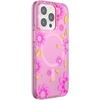 PopSockets iPhone 16 Pro Case Compatible with MagSafe, Phone Case for iPhone 16 Pro, Wireless Charging Compatible, Case Only – Black Lace(Pink Relief)