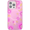 PopSockets iPhone 16 Pro Case Compatible with MagSafe, Phone Case for iPhone 16 Pro, Wireless Charging Compatible, Case Only – Black Lace(Pink Relief)