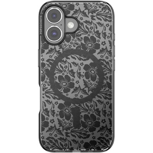PopSockets iPhone 16 Pro Case Compatible with MagSafe, Phone Case for iPhone 16 Pro, Wireless Charging Compatible, Case Only – Black Lace(Black Lace)