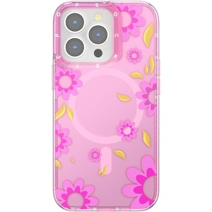 PopSockets iPhone 16 Pro Case Compatible with MagSafe, Phone Case for iPhone 16 Pro, Wireless Charging Compatible, Case Only – Black Lace(Pink Relief)
