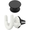 Bundle of PopSockets Adhesive Phone Grip, Holder, Phone Stand, Black – Black + PopSockets Car Phone Mount, Vent Mount, White – White