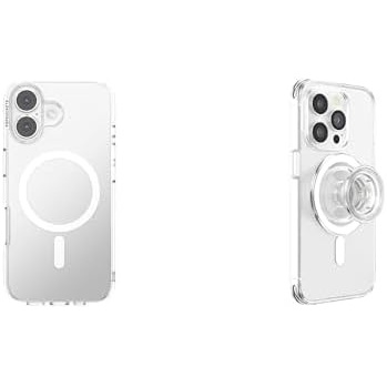 image:imageBundle of PopSockets iPhone 17 Phone Case with MagSafe Wireless Charging Compatible Clear Clear PopSockets Phone Grip for MagSafe Magnetic Holder Phone Stand Clear
