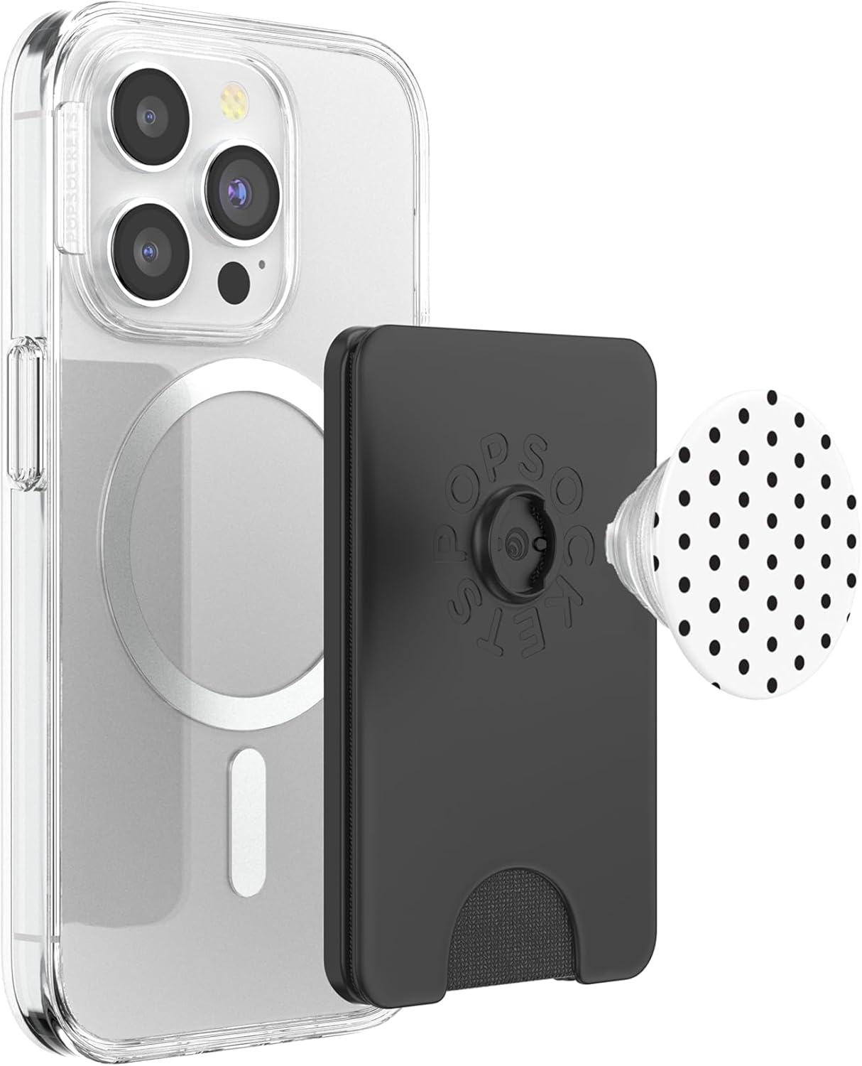 image:imagePopSockets Phone Grip Black amp White Polka Dots PopSockets PopGrip for MagSafeMagnetic PopWallet