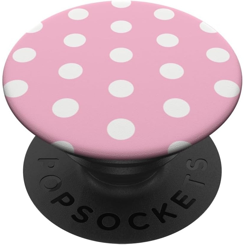 image:imagePopSockets Phone Grip Pink amp White Polka Dots PopSockets PopGrip for MagSafeAdhesive PopGrip