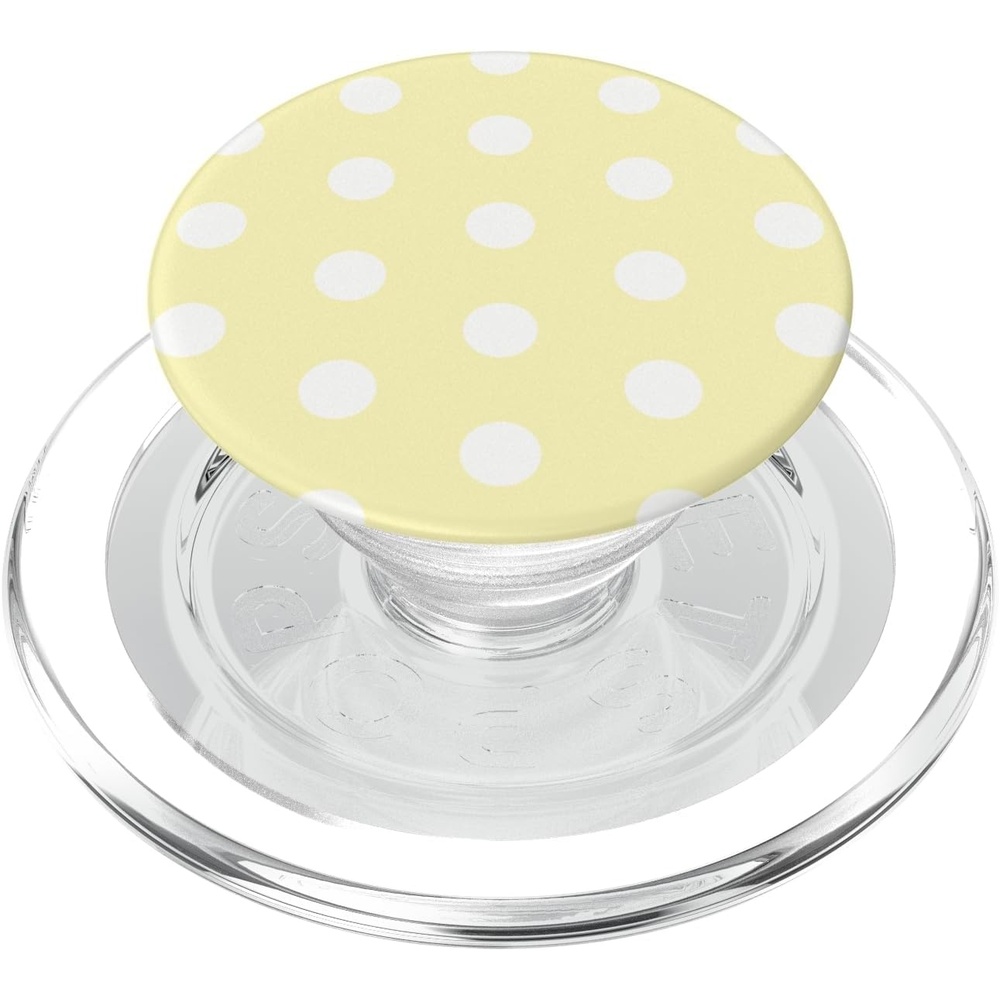 image:imagePopSockets Phone Grip Yellow amp White Polka Dots PopSockets Adhesive PopGripMagnetic PopGrip