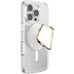 PopSockets Phone Grip for MagSafe, Magnetic Holder, Phone Stand, Heart – Pillow Cut Heart Clear Glitter(Enamel Horchata Cut)