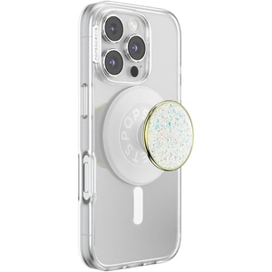 PopSockets Phone Grip for MagSafe, Magnetic Holder, Phone Stand, Heart – Pillow Cut Heart Clear Glitter(Enamel Opal)