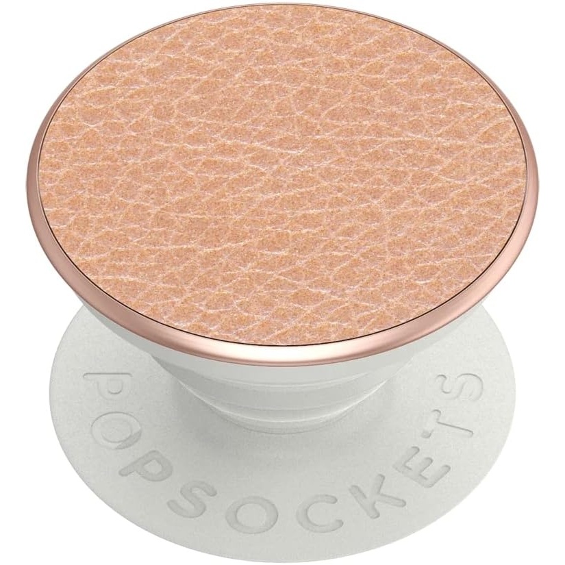 image:imagePopSockets Phone Grip with Expanding Kickstand Adhesive Grip  Banded AgatePebbled Vegan Leather Rose Gold