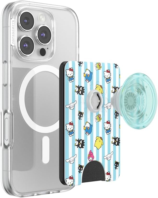 image:imagePopSockets Phone Wallet for MagSafe Phone Card Holder with Grip Pokemon Sakura DreamsHello Kitty and Friends Stripe