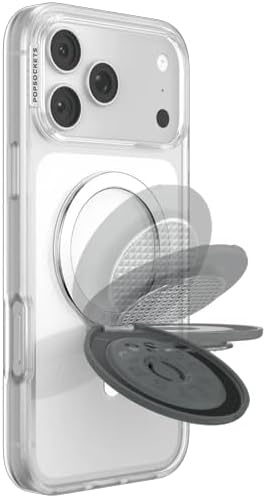 image:imagePopSockets KickOut Grip for MagSafe Adjustable Kickstand for Portrait or Landscape Magnetic Stand Black Knurl Gunmetal