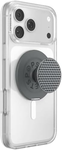 image:imagePopSockets KickOut Grip for MagSafe Adjustable Kickstand for Portrait or Landscape Magnetic Stand Black Knurl Gunmetal