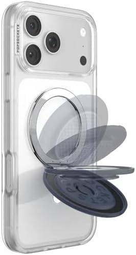 image:imagePopSockets KickOut Grip for MagSafe Adjustable Kickstand for Portrait or Landscape Magnetic Stand Navy Blue Knurl Navy