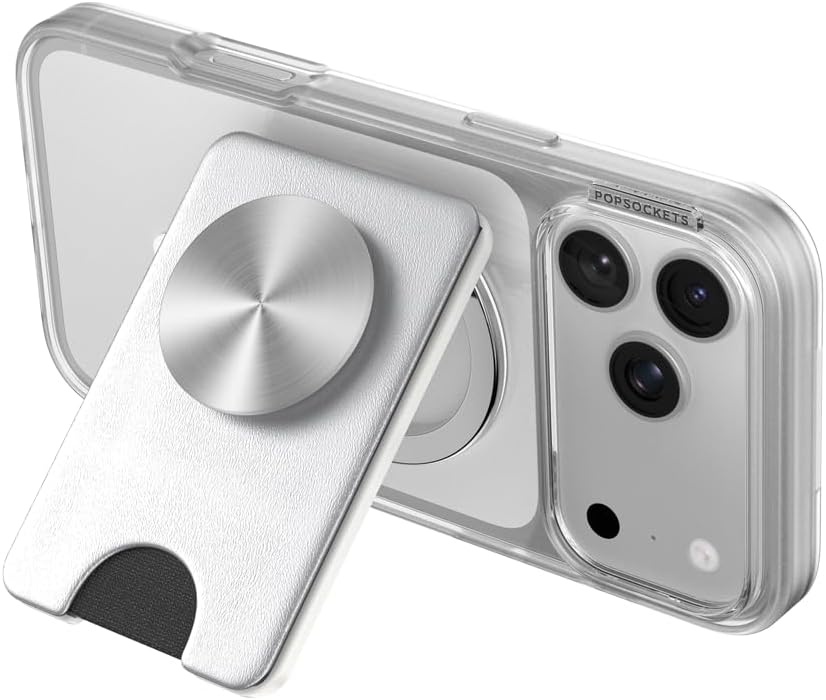 image:imagePopSockets KickOut Wallet for MagSafe Adjustable Kickstand Magnetic Stand Silver Silver Radial