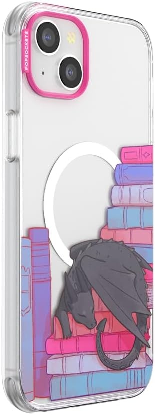 image:imagePopSockets iPhone 16 Phone Case with MagSafe Wireless Charging Compatible Bookish Spooky Book Club SmokeCurled Up With a Good Book