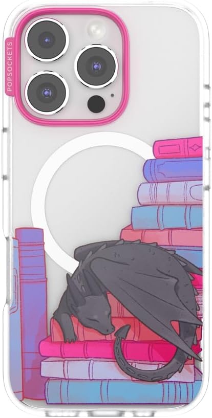 image:imagePopSockets iPhone 16 Phone Case with MagSafe Wireless Charging Compatible Bookish Spooky Book Club SmokeCurled Up With a Good Book