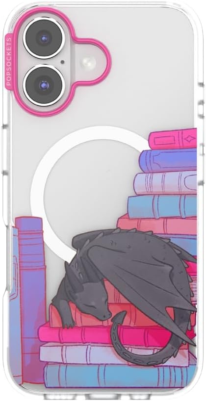 image:imagePopSockets iPhone 16 Phone Case with MagSafe Wireless Charging Compatible Bookish Spooky Book Club SmokeCurled Up With a Good Book
