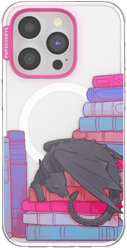 image:imagePopSockets iPhone 16 Phone Case with MagSafe Wireless Charging Compatible Bookish Spooky Book Club SmokeCurled Up With a Good Book