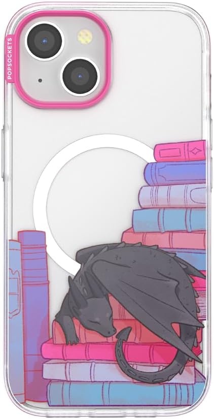 image:imagePopSockets iPhone 16 Phone Case with MagSafe Wireless Charging Compatible Bookish Spooky Book Club SmokeCurled Up With a Good Book
