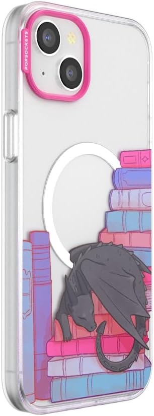 image:imagePopSockets iPhone 16 Phone Case with MagSafe Wireless Charging Compatible Bookish Spooky Book Club SmokeCurled Up With a Good Book