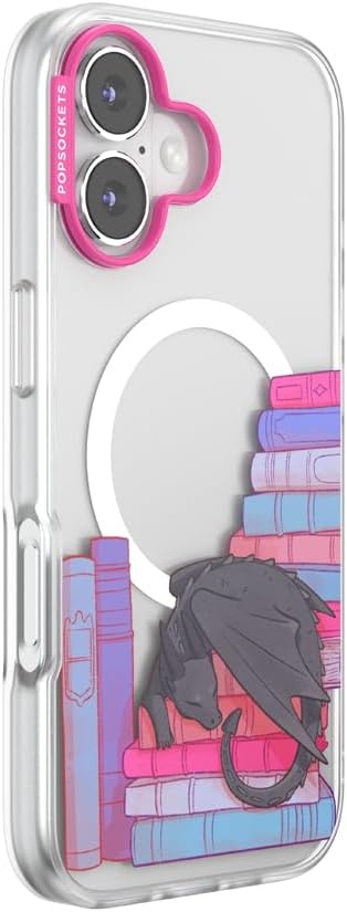 image:imagePopSockets iPhone 16 Phone Case with MagSafe Wireless Charging Compatible Bookish Spooky Book Club SmokeCurled Up With a Good Book