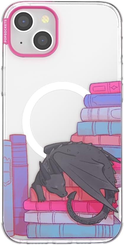 image:imagePopSockets iPhone 16 Phone Case with MagSafe Wireless Charging Compatible Bookish Spooky Book Club SmokeCurled Up With a Good Book