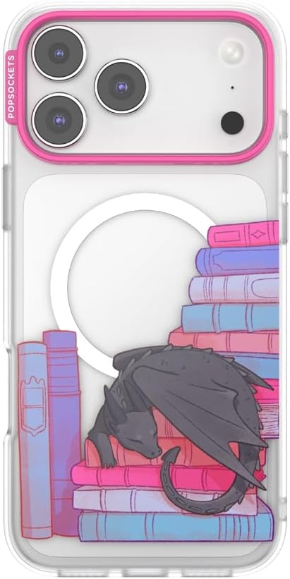 image:imagePopSockets iPhone 16 Phone Case with MagSafe Wireless Charging Compatible Bookish Spooky Book Club SmokeCurled Up With a Good Book