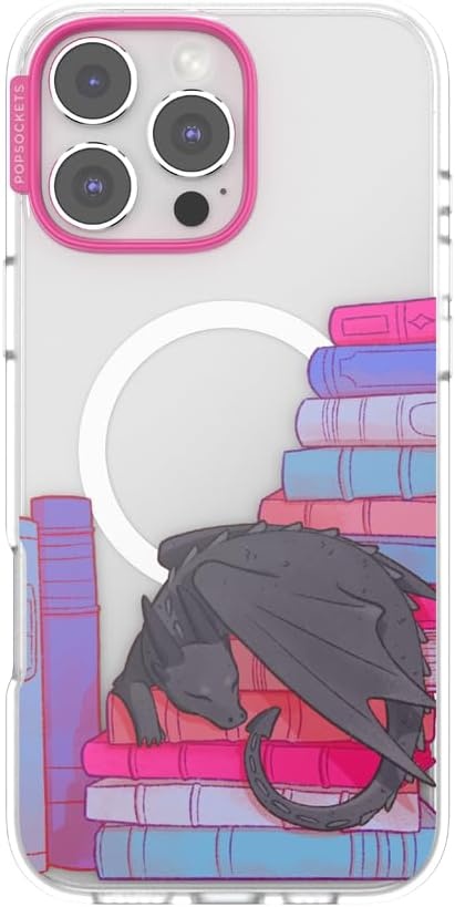image:imagePopSockets iPhone 16 Phone Case with MagSafe Wireless Charging Compatible Bookish Spooky Book Club SmokeCurled Up With a Good Book