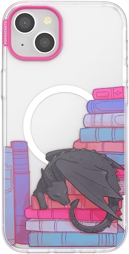 image:imagePopSockets iPhone 16 Phone Case with MagSafe Wireless Charging Compatible Bookish Spooky Book Club SmokeCurled Up With a Good Book