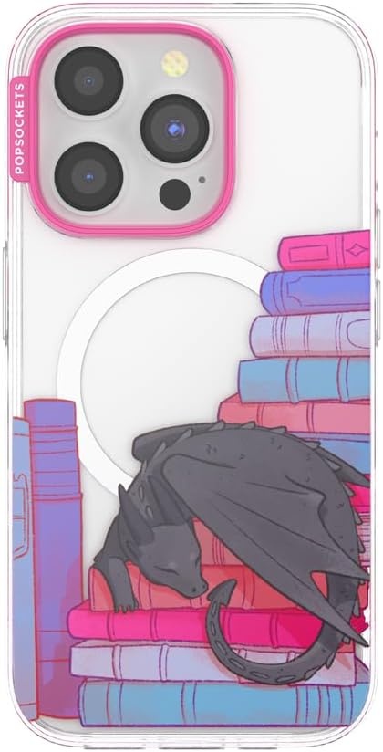 image:imagePopSockets iPhone 16 Phone Case with MagSafe Wireless Charging Compatible Bookish Spooky Book Club SmokeCurled Up With a Good Book