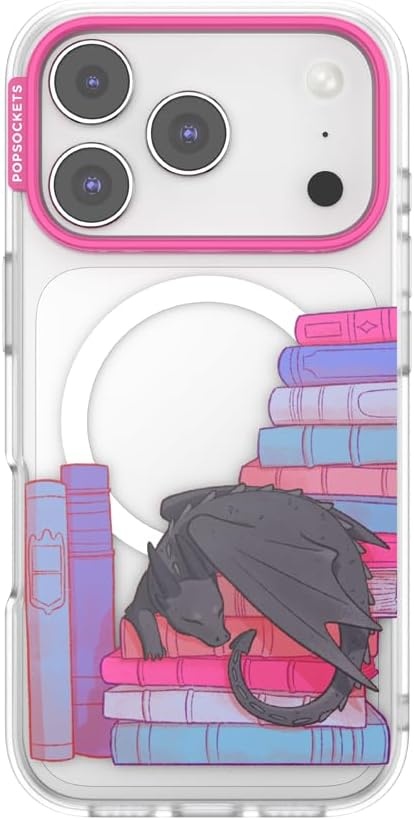 image:imagePopSockets iPhone 16 Phone Case with MagSafe Wireless Charging Compatible Bookish Spooky Book Club SmokeCurled Up With a Good Book