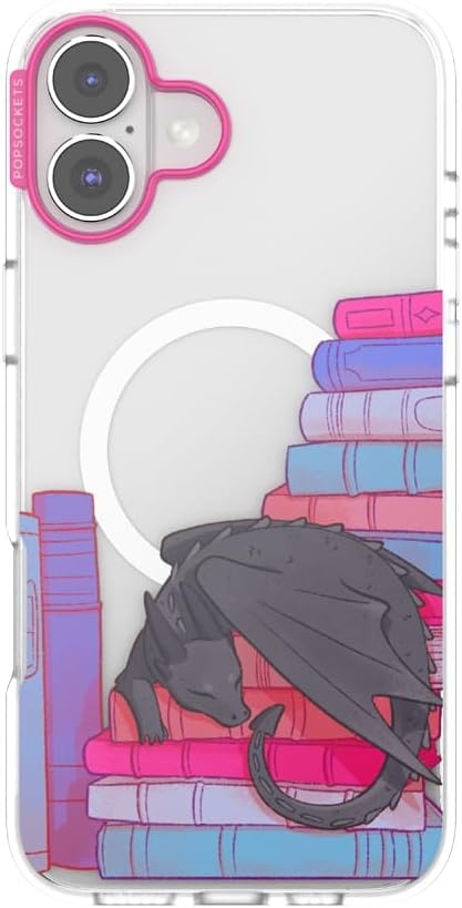 image:imagePopSockets iPhone 16 Phone Case with MagSafe Wireless Charging Compatible Bookish Spooky Book Club SmokeCurled Up With a Good Book