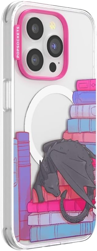 image:imagePopSockets iPhone 16 Phone Case with MagSafe Wireless Charging Compatible Bookish Spooky Book Club SmokeCurled Up With a Good Book