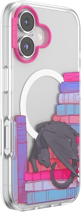 image:imagePopSockets iPhone 16 Phone Case with MagSafe Wireless Charging Compatible Bookish Spooky Book Club SmokeCurled Up With a Good Book