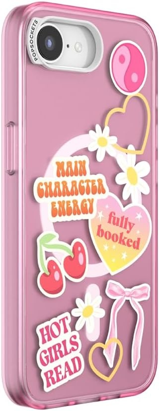 image:imagePopSockets iPhone 16 Phone Case with MagSafe Wireless Charging Compatible Bookish Spooky Book Club SmokeMain Character Energy