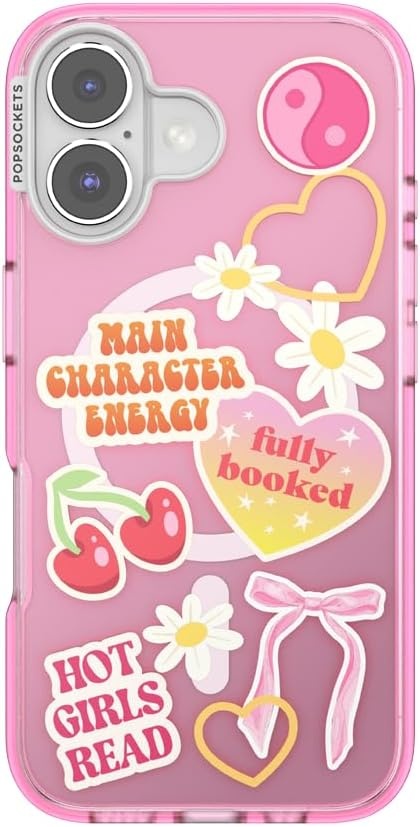 image:imagePopSockets iPhone 16 Phone Case with MagSafe Wireless Charging Compatible Bookish Spooky Book Club SmokeMain Character Energy