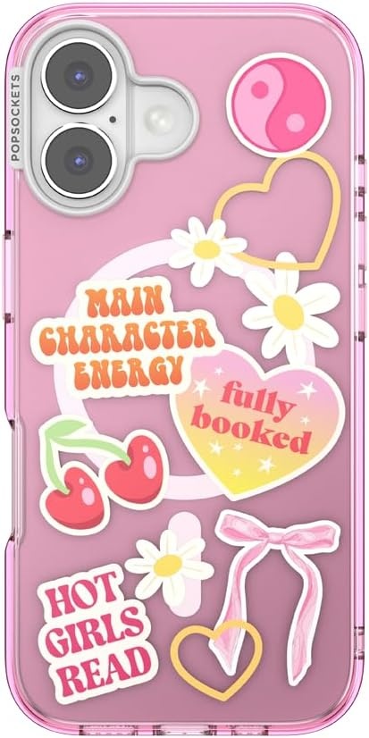 image:imagePopSockets iPhone 16 Phone Case with MagSafe Wireless Charging Compatible Bookish Spooky Book Club SmokeMain Character Energy